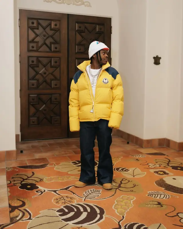 42 Dugg outfit in Moncler, Off-White, and Palm Angels, 2024