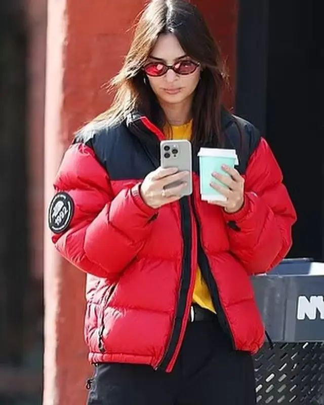 Emily Ratajkowski outfit in The North Face, Puma, and Miu Miu, 2024