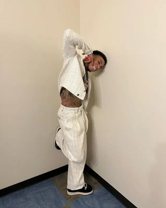 NLE Choppa outfit in Amiri, 2024