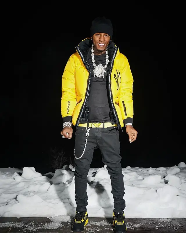 NBA YoungBoy outfit in Moncler, Amiri, and Prada, 2024