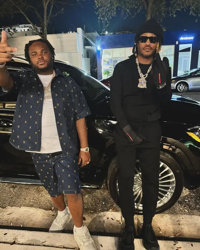 Tee Grizzley outfit in Louis Vuitton, 2024
