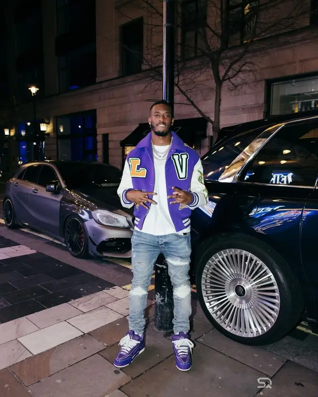 Callum Hudson-Odoi outfit in Louis Vuitton and Amiri, 2024