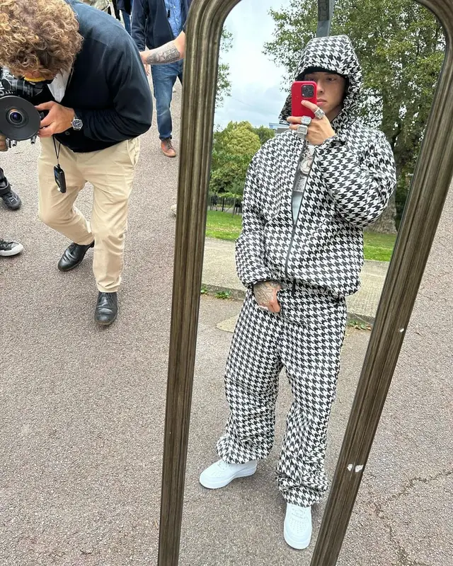 Central Cee outfit in Burberry and Nike, 2024
