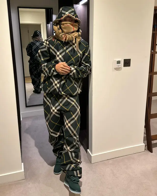 Central Cee outfit in Custom and Burberry, 2024