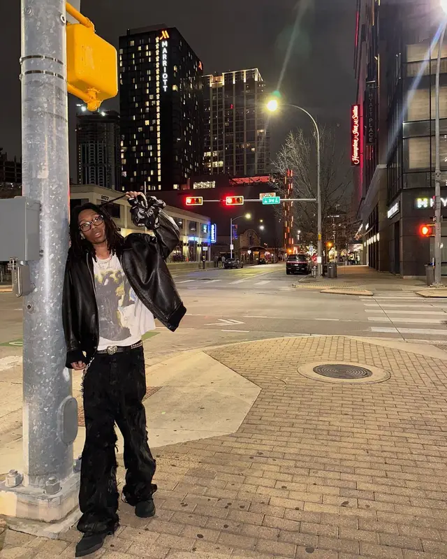 Lil Tecca outfit in Yohji Yamamoto, Balenciaga, and Chrome Hearts, 2024