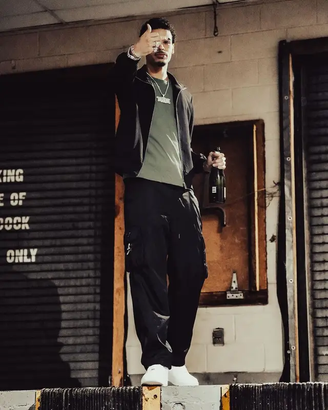 Jay Critch outfit in Alyx, Prada, and Nike, 2024