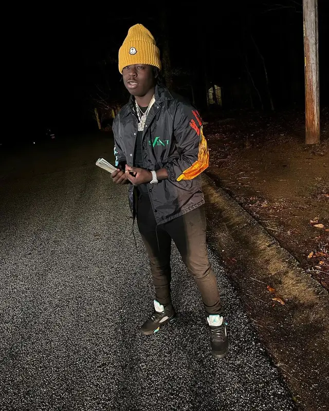 Baby Drill outfit in Vlone, Moncler, and Palm Angels, 2024