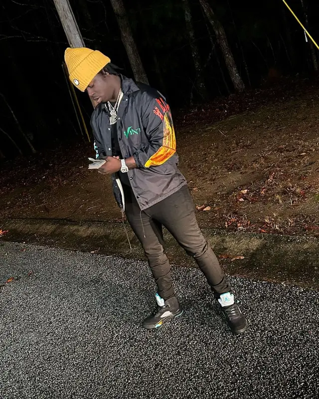 Baby Drill outfit in Vlone, Moncler, and Palm Angels, 2024