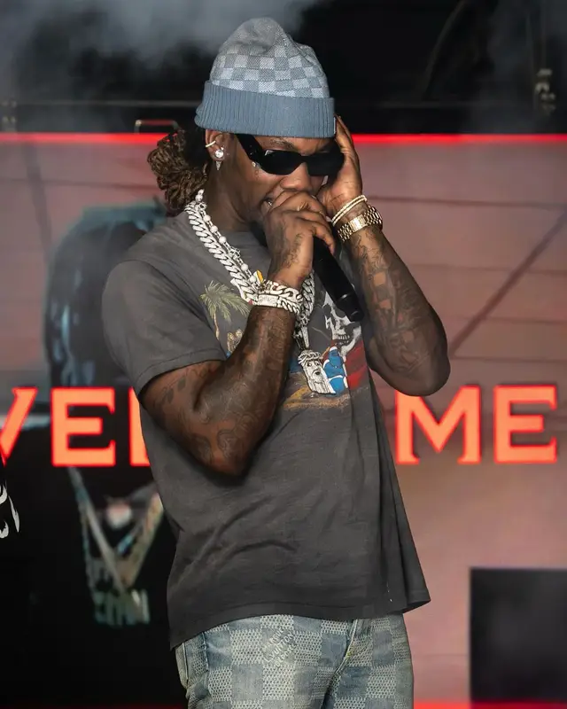 Offset outfit in Nike, Prada, and Louis Vuitton, 2024
