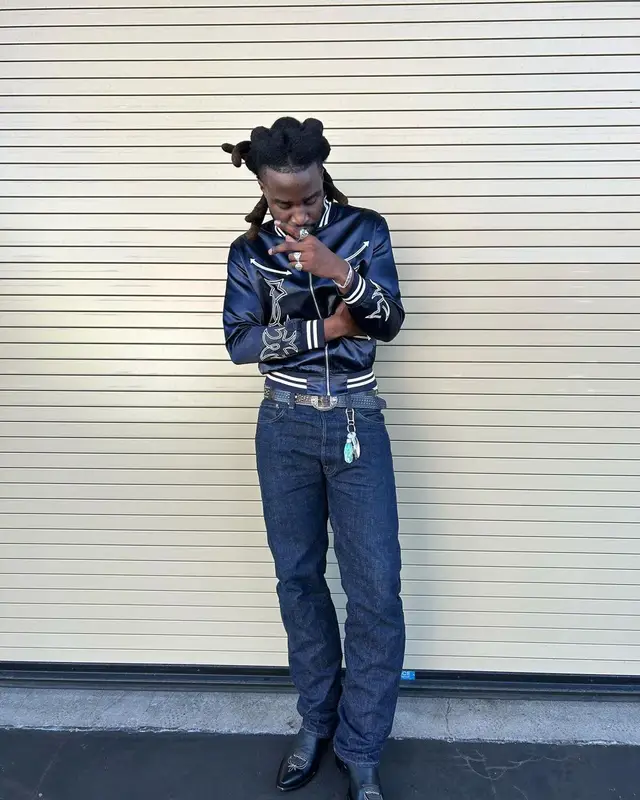 Shaboozey outfit in HBarC, Mister Freedom, and RRL, 2024