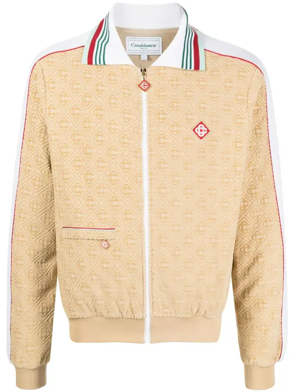 Casablanca Monogram-Jacquard Velour Zip-Up Jacket $1131
