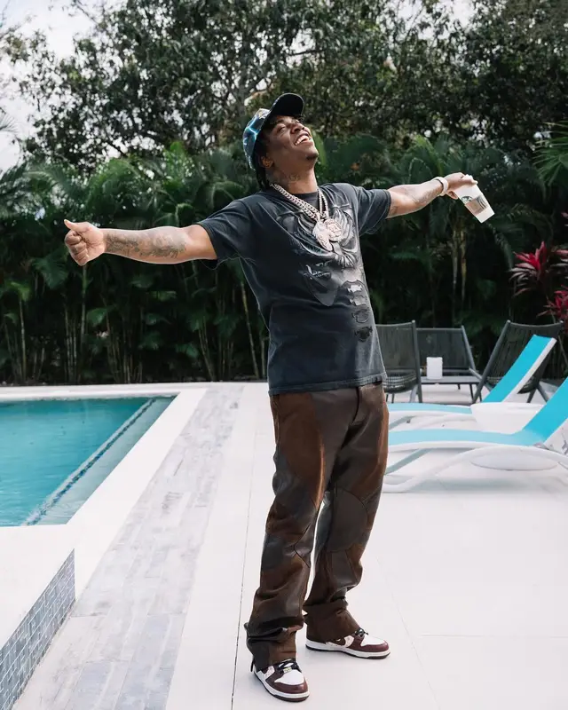 Fredo Bang outfit in Fraction, Supreme, and Nike, 2024