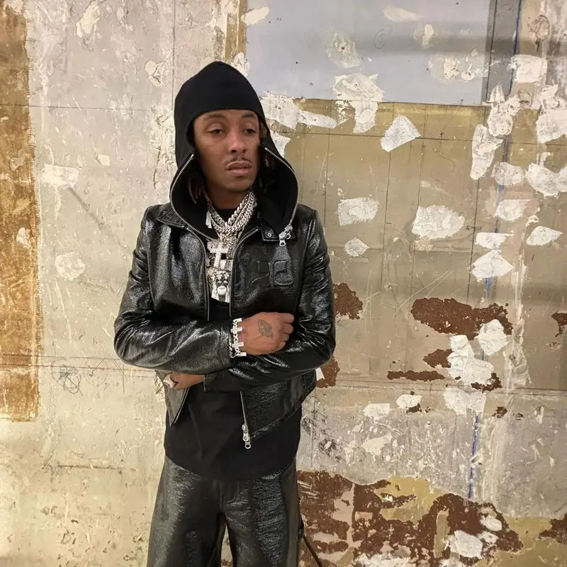 Rich The Kid outfit in Courreges, Rick Owens, and Chrome Hearts, 2024
