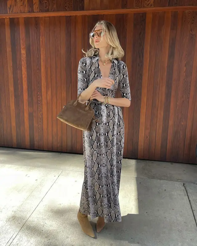 Elsa Hosk outfit in Khaite, Gucci, and Diane Von Furstenberg, 2024