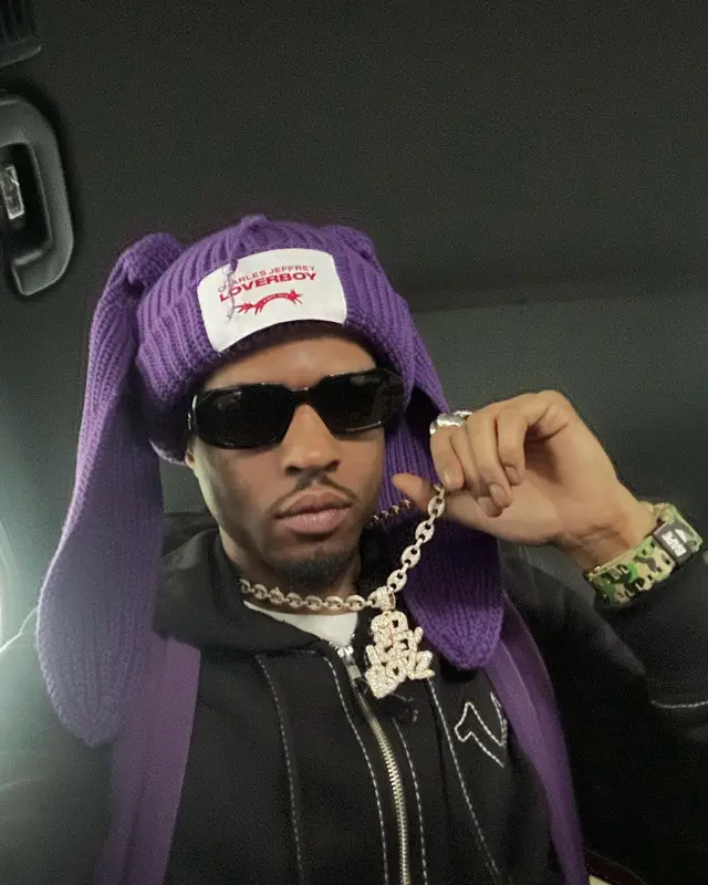 Pierre Bourne outfit in True Religion, Evisu, and Loverboy by Charles Jeffrey, 2024