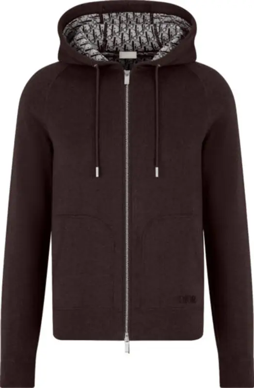 Dior Dark Brown Oblique Lined Zip Hoodie $2400