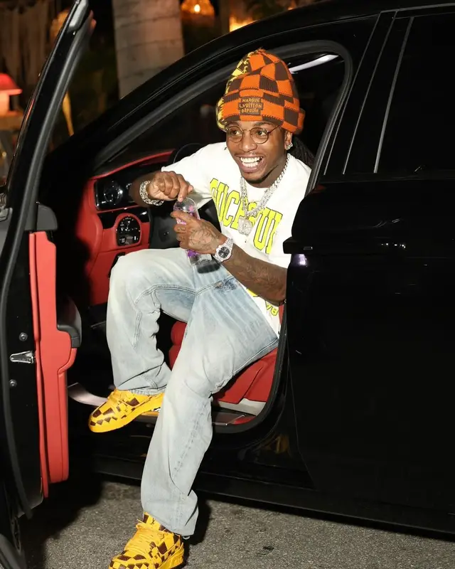 Jacquees outfit in Diesel and Louis Vuitton, 2024
