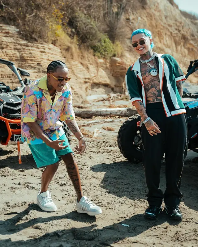Blessd outfit in Casablanca, Cartier, and Supreme, 2024