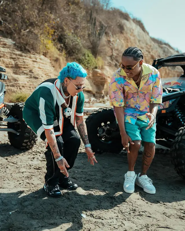 Blessd outfit in Casablanca, Cartier, and Supreme, 2024