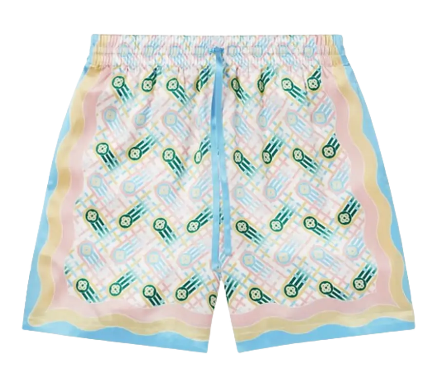 Casablanca Ping Pong Straight-Leg Printed Silk Shorts $710