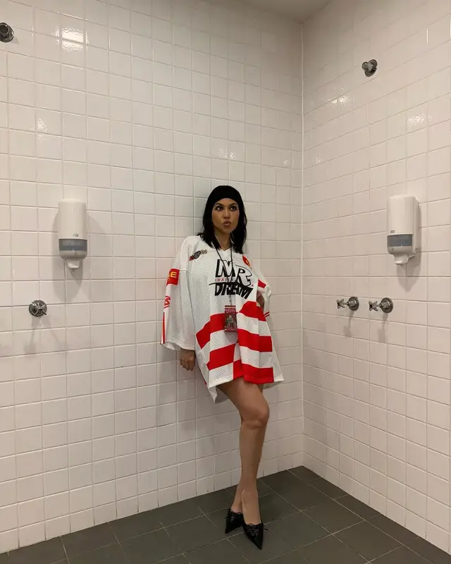 Kourtney Kardashian outfit in Martine Rose and Femme LA, 2024