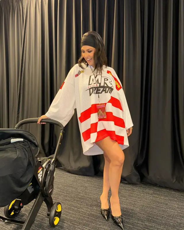 Kourtney Kardashian outfit in Martine Rose and Femme LA, 2024