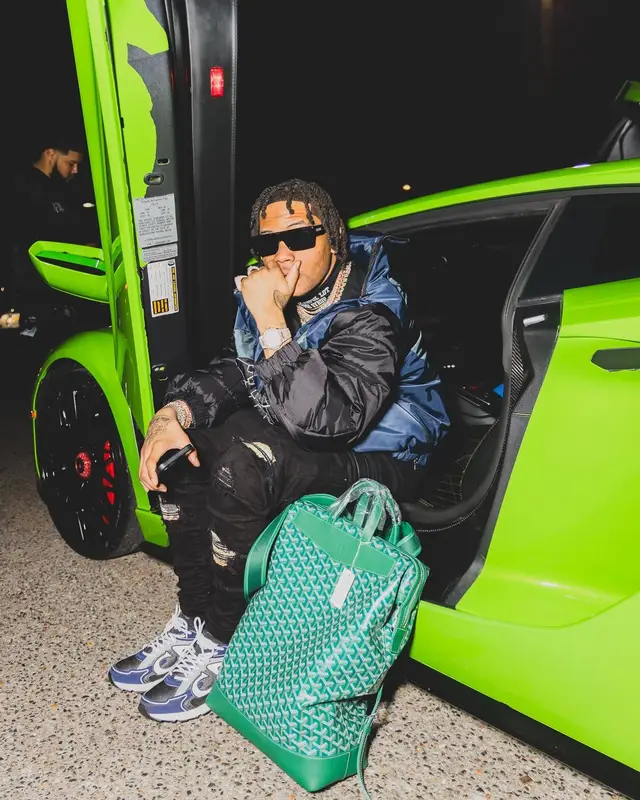 Lil Migo outfit in Who Decides War, Amiri, and Celine, 2024