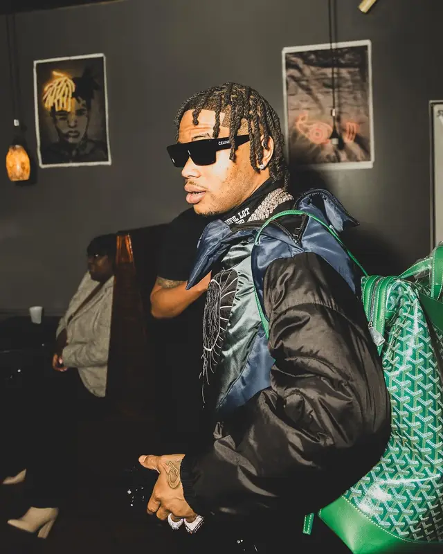 Lil Migo outfit in Who Decides War, Amiri, and Celine, 2024