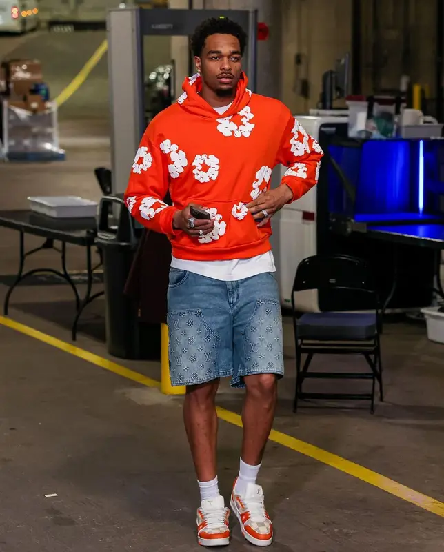 P. J. Washington outfit in Denim Tears and Louis Vuitton, 2024