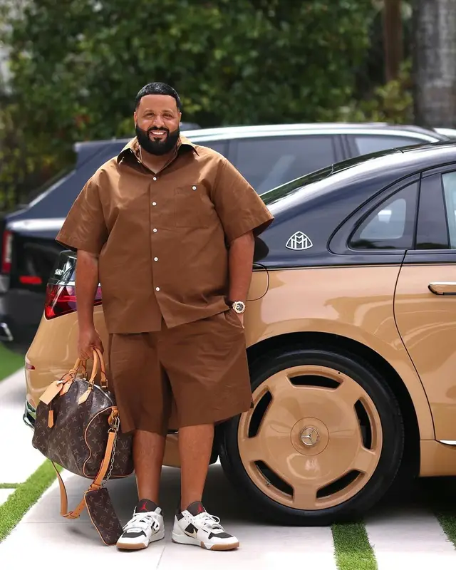 DJ Khaled outfit in Bottega Veneta and Louis Vuitton, 2024