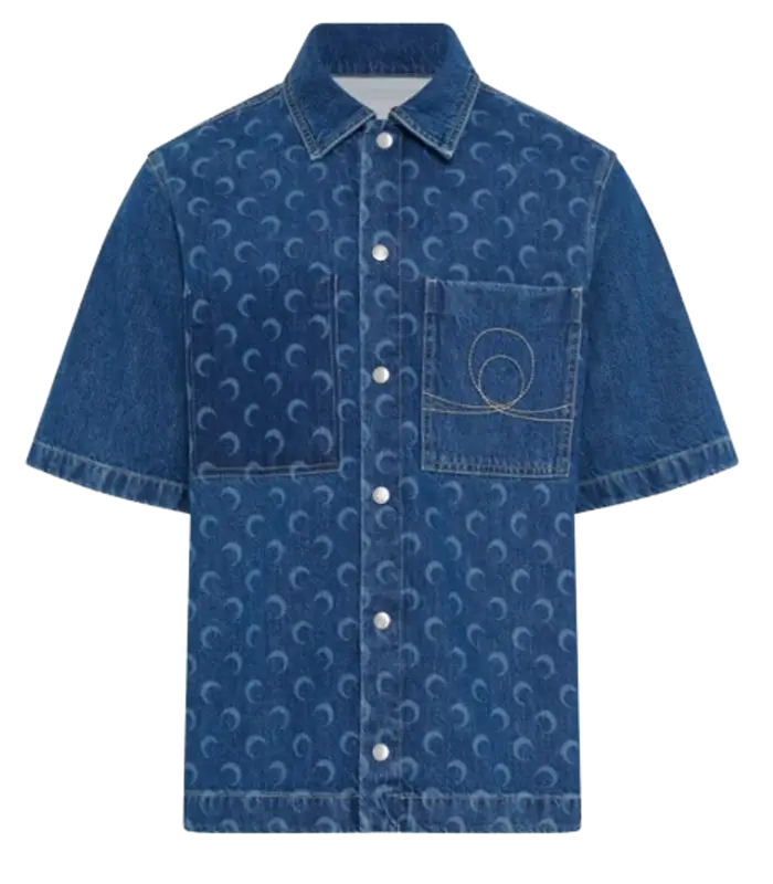 Marine Serre Deadstock Denim Workwear Shirt $580