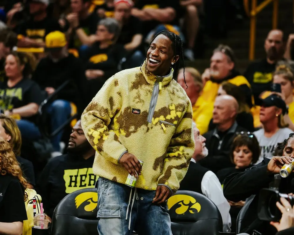 Travis Scott outfit in Travis Scott Merch, Rick Owens, and Nike, 2024