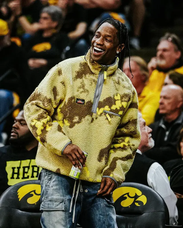 Travis Scott outfit in Travis Scott Merch, Rick Owens, and Nike, 2024