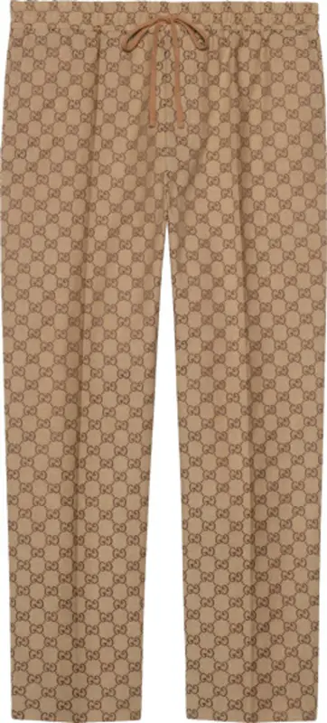 Gucci Beige GG-Canvas Drawstring Pants $1200