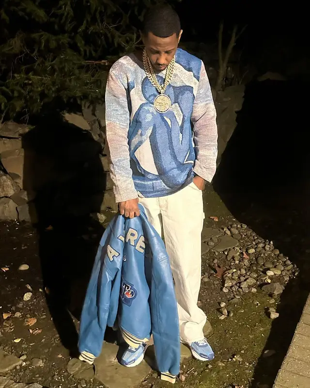 Fabolous outfit in Avirex, BBLACC Studios, and Nike, 2024