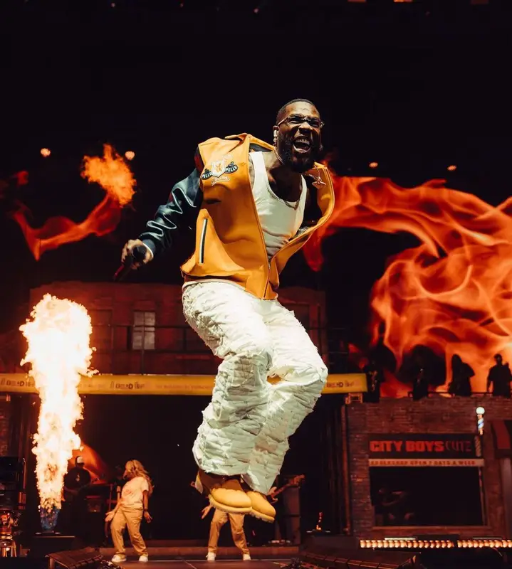 Burna Boy outfit in Pelle Pelle, Timberland, and Cartier, 2024