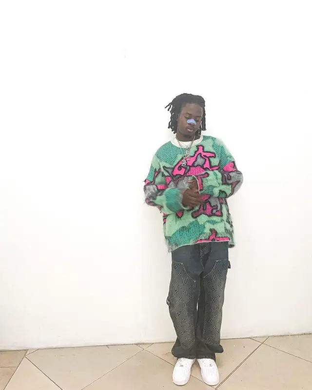 Wolfacejoeyy outfit in Loewe, Louis Vuitton, and Chrome Hearts, 2023