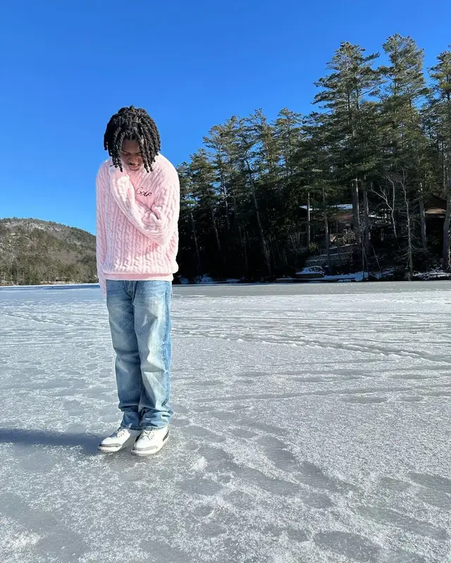 Wolfacejoeyy outfit in Golf Wang, Evisu, and Jordan, 2024