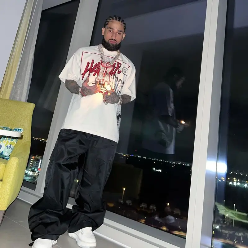 Bryant Mayers outfit in Hellstar, Amiri, and Off-White, 2024