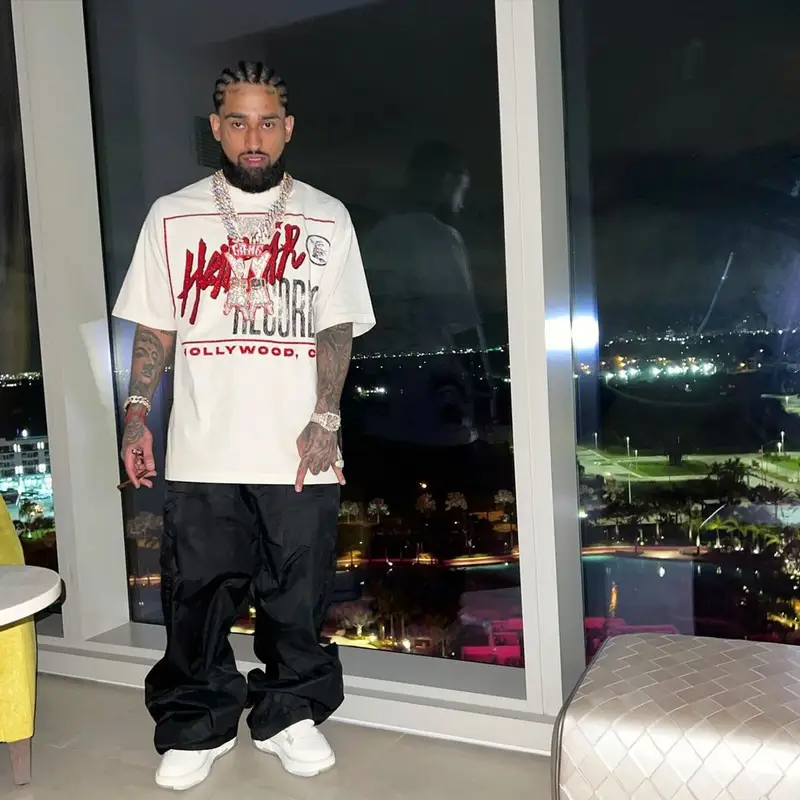 Bryant Mayers outfit in Hellstar, Amiri, and Off-White, 2024