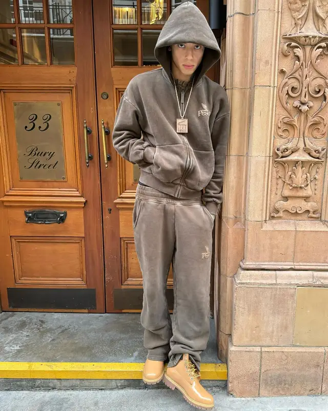 Central Cee outfit in Peso, Timberland, and Veneda Carter, 2024