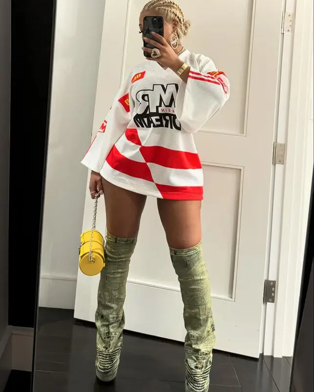 Jayda Wayda outfit in Martine Rose and Louis Vuitton, 2024