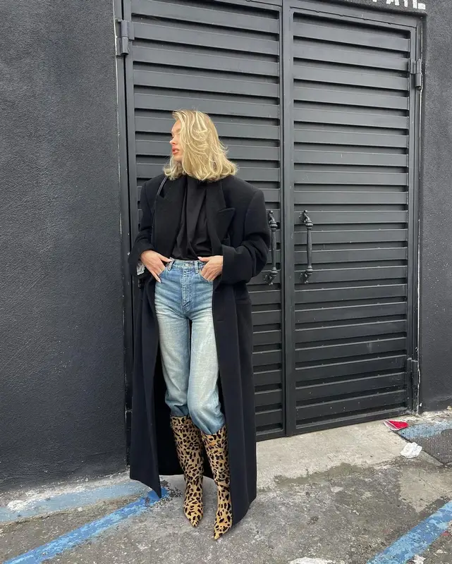 Elsa Hosk outfit in Saint Laurent, Alaïa, and Loewe, 2024