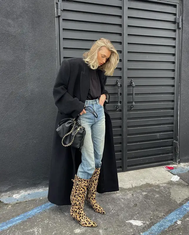 Elsa Hosk outfit in Saint Laurent, Alaïa, and Loewe, 2024