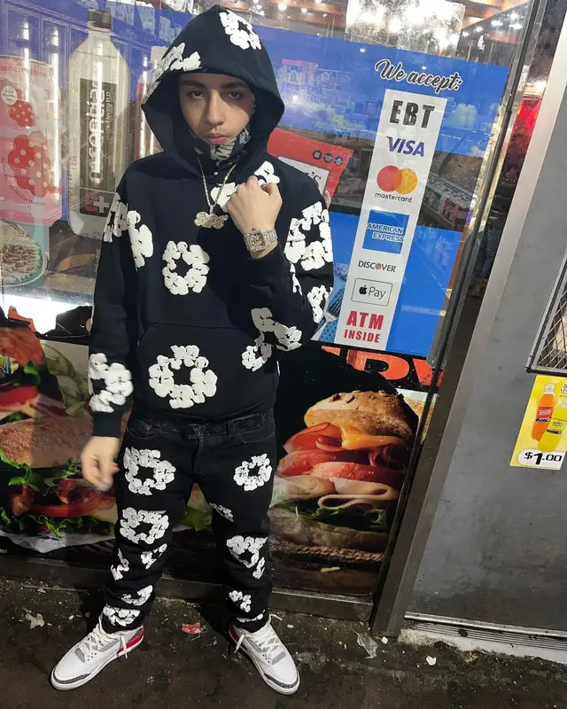 Ndotspinalot outfit in Denim Tears and Jordan, 2023