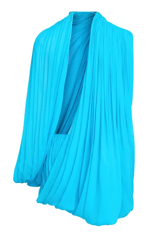 Alaïa Turquoise Asymmetric Draped Crepe-georgette Dress $4700