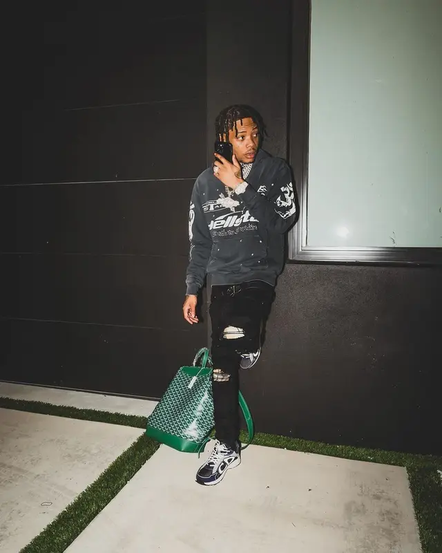 Lil Migo outfit in Amiri, Dior, and Goyard, 2024