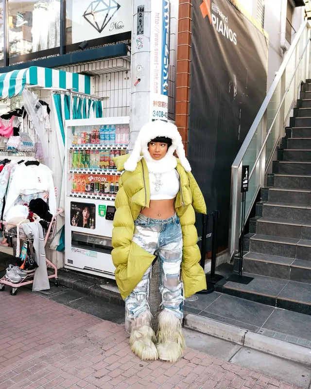Megan Thee Stallion outfit in Rick Owens, Who Decides War, and Moncler, 2024