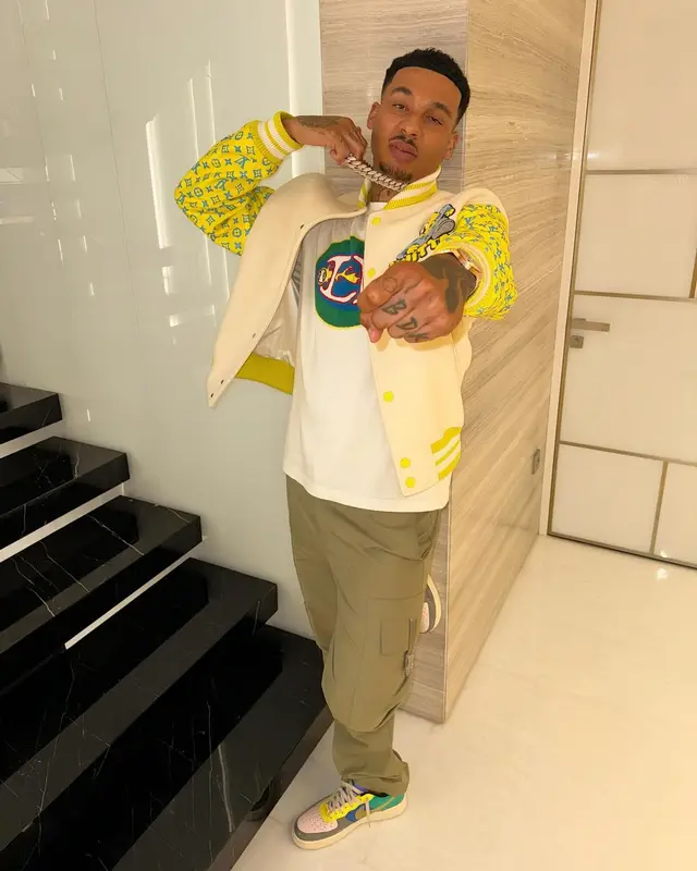 Fredo outfit in Louis Vuitton, Nike, and Calvin Klein, 2024