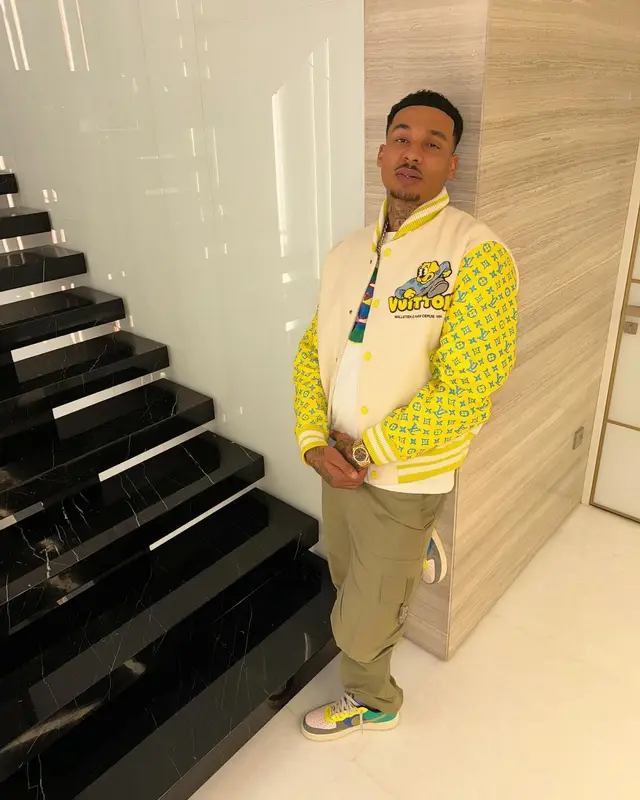 Fredo outfit in Louis Vuitton, Nike, and Calvin Klein, 2024